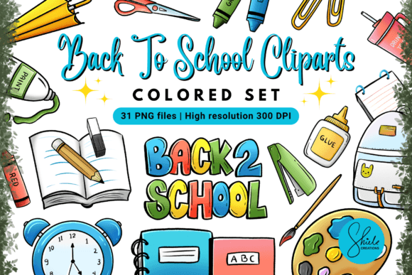 Back to School Cliparts - Colored Set: A Versatile Resource for Creative Projects