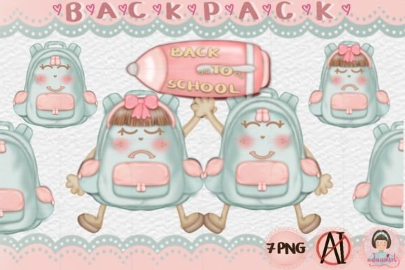 Cartoon Backpack Clipart for Back to School