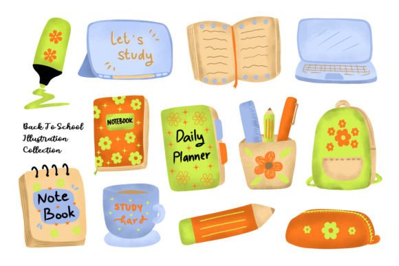 Cute Back to School Element Watercolor Design
