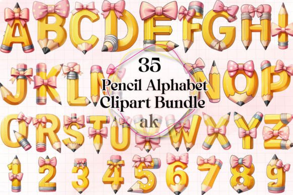 Pencil Alphabet, Back to School Alphabet: A Creative Resource for Designers and Creators
