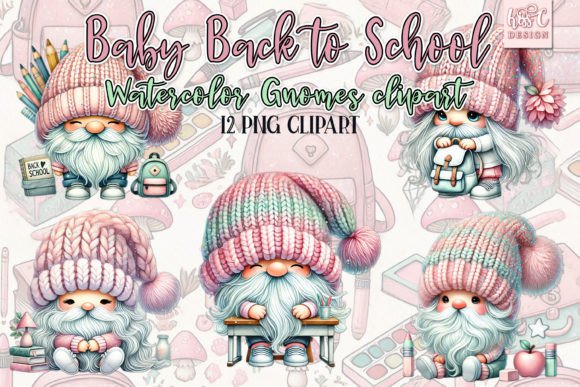 Watercolor Baby Back to School Gnomes: A Magical Touch for Your Creative Projects