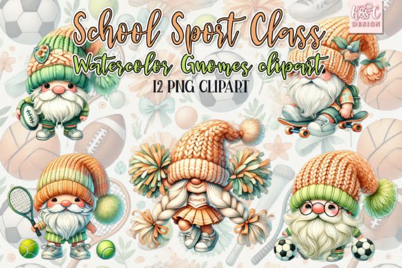 Watercolor Back to School Sporty Gnomes